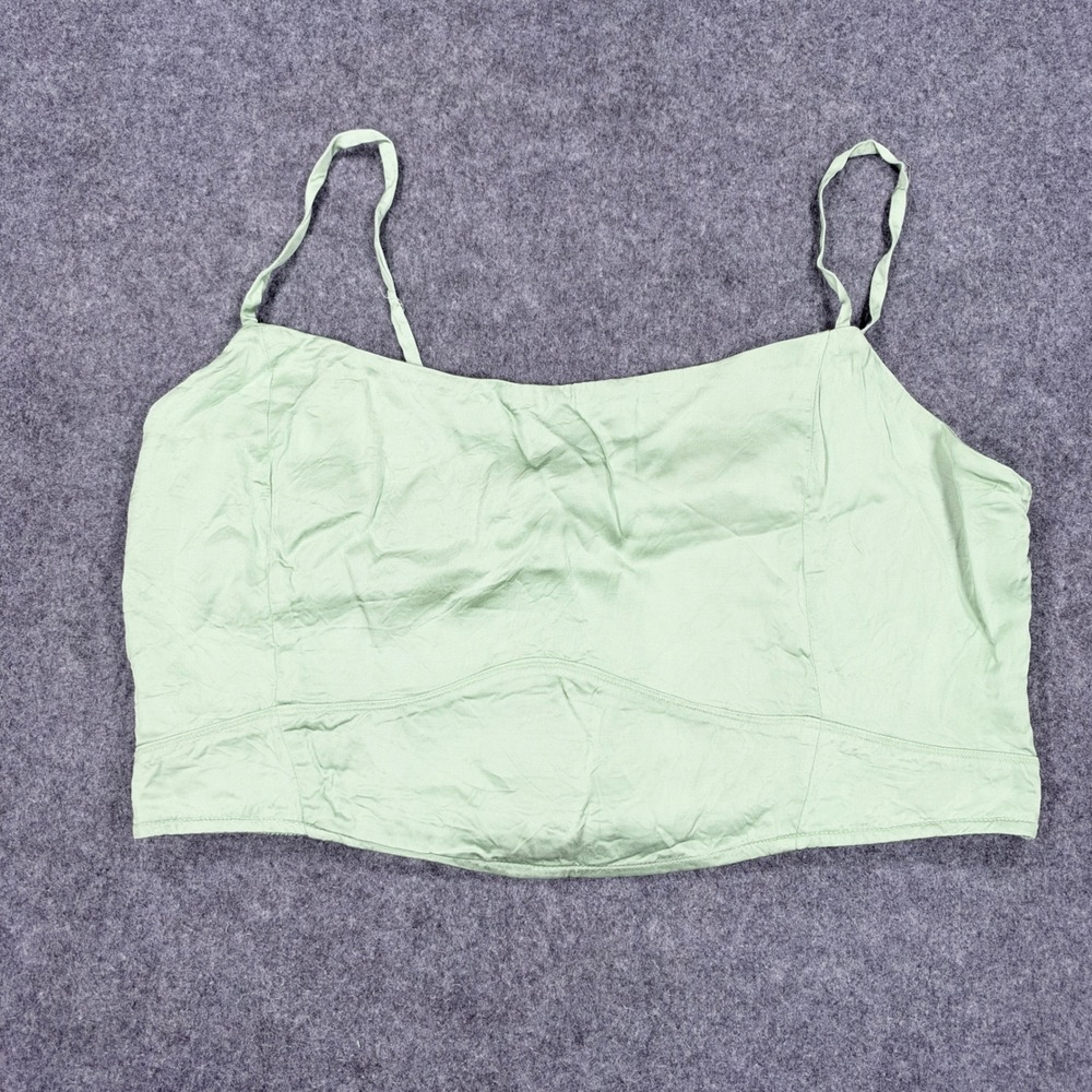 Aerie Sage Green Viscose Corset Style Smocked Back Cami Crop Top XL 5342230791